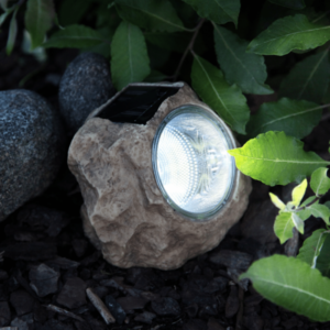 LED Solar Stein "Rocky" - Spot mit kaltweißer LED - Dämmerungssenso...