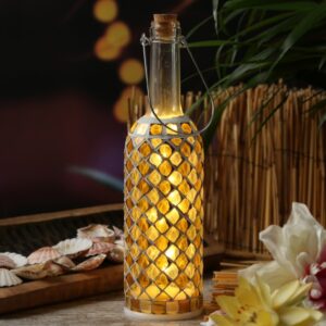LED Flasche mit Mosaiksteinen - 10 warmweiße LED an Drahtlichterket...