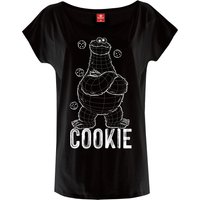 Sesamstrasse Cookie Lines Damen Loose-Shirt schwarz
