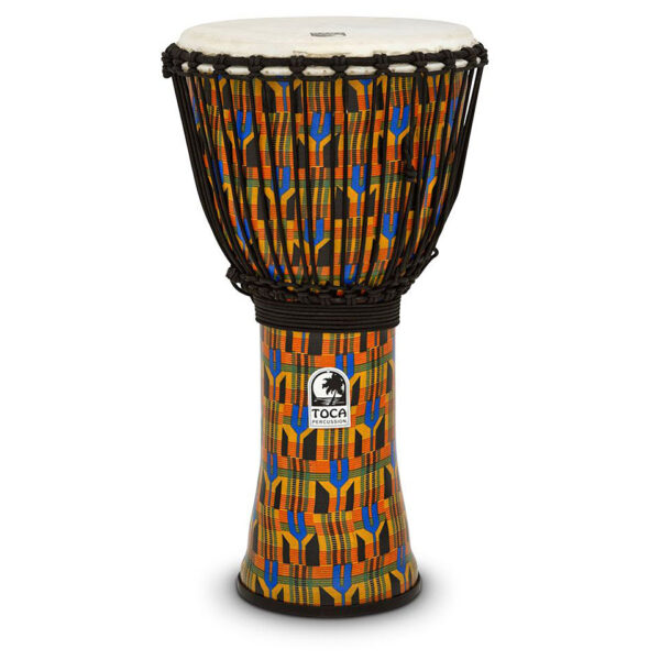 Toca Percussion Freestyle Rope Tuned 12" Kente Cloth Large Djembe