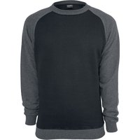 Urban Classics Sweatshirt - 2-Tone Raglan Crewneck - S bis 5XL - für Männer - Größe S - schwarz/charcoal