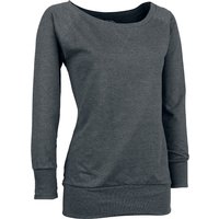 Urban Classics Sweatshirt - Ladies Wideneck Crewneck - S bis 3XL - für Damen - Größe XXL - charcoal