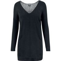 Urban Classics Sweatshirt - Ladies Fine Knit Oversize V-Neck Sweater - XS bis 4XL - für Damen - Größe XXL - schwarz