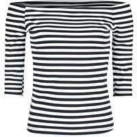 Forplay - Rockabilly Langarmshirt - Stripes Longsleeve - S bis XXL - für Damen - Größe M - schwarz/weiß