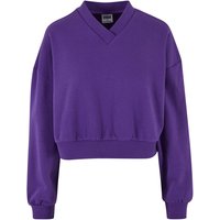 Urban Classics Sweatshirt - Ladies Cropped V-Neck - S bis XL - für Damen - Größe XL - lila