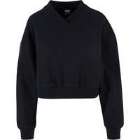 Urban Classics Sweatshirt - Ladies Cropped V-Neck - XS bis XL - für Damen - Größe XS - schwarz