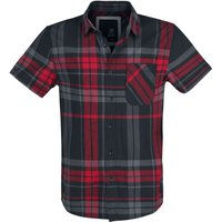 Brandit Kurzarmhemd - Mike Checkshirt - S bis 5XL - für Männer - Größe XXL - schwarz/anthrazit/rot
