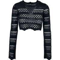 Urban Classics Sweatshirt - Ladies Cropped Crochet Knit Sweater - XS bis XL - für Damen - Größe XS - schwarz