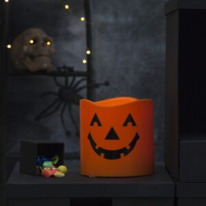 LED Kerzen Halloween - gelbe LED - H: 15cm - D: 15cm - Batteriebetr...