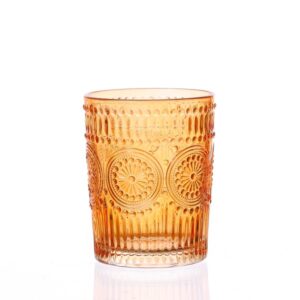 Trinkglas Vintage - Glas - 280ml - H: 10cm - mit Muster - orange