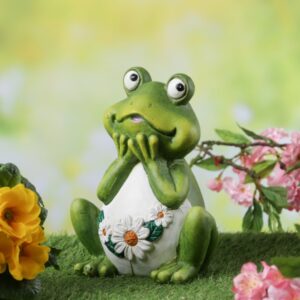 Gartenfigur verträumter Frosch Rosie - Tierfigur - Magnesia - H: 21...