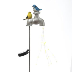 LED Solar Wasserhahn mit Lichtbündel und Vögelchen - Garstenstecker...