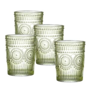 Trinkgläser Vintage - Glas - 280ml - H: 10cm - mit Muster - grün - ...